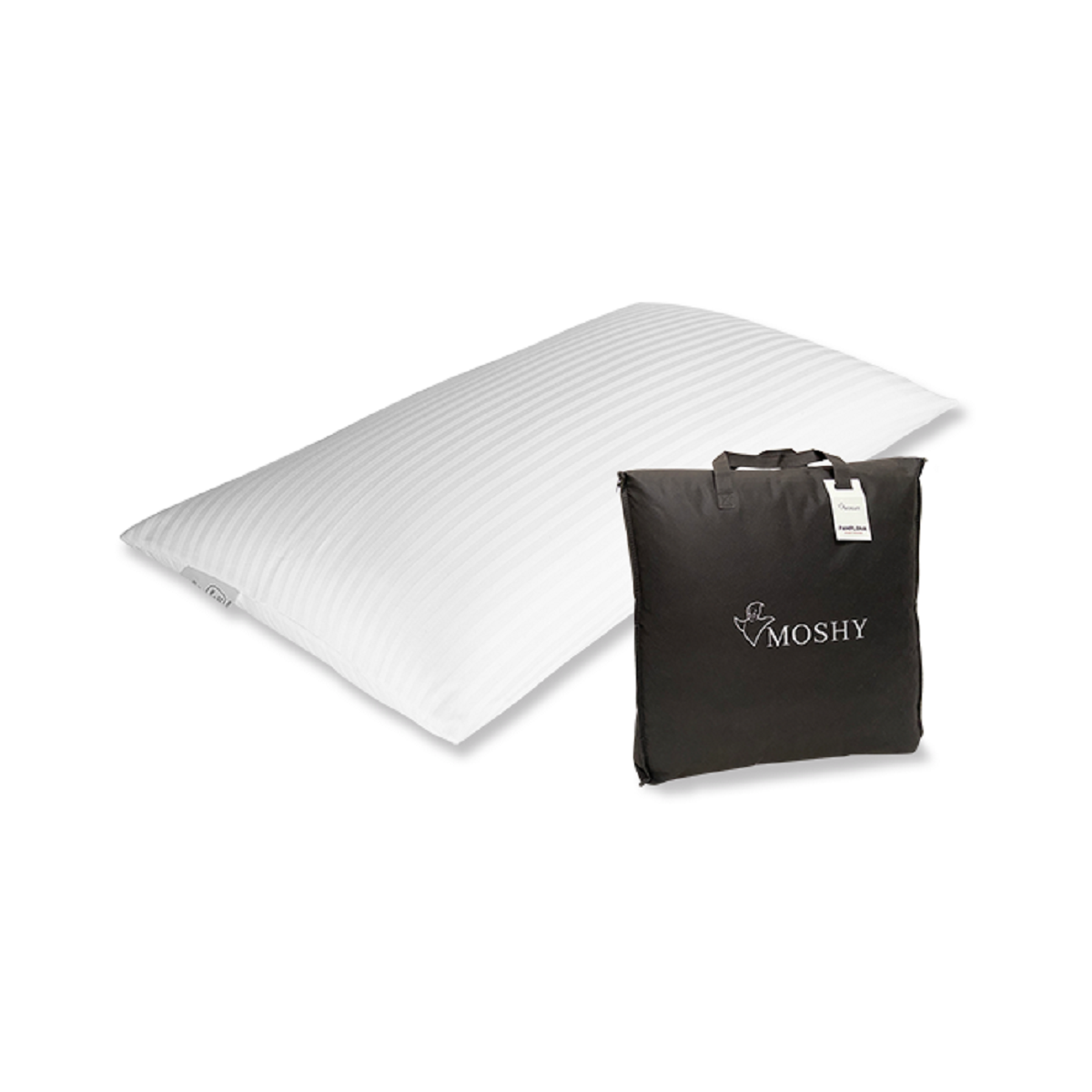 Oreiller Moshy Pamplona 50x70 et son emballage Oreiller Moshy Pamplona 50x70 et son emballage
