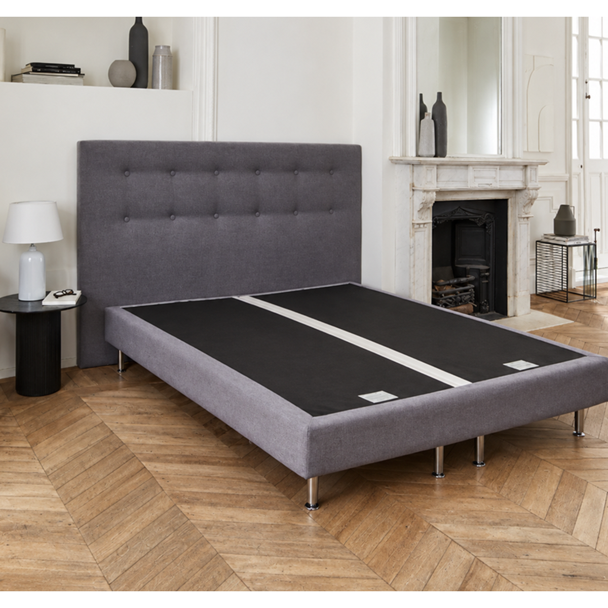 Sommier Tréca déco Lattes h17 coloris astrid gris