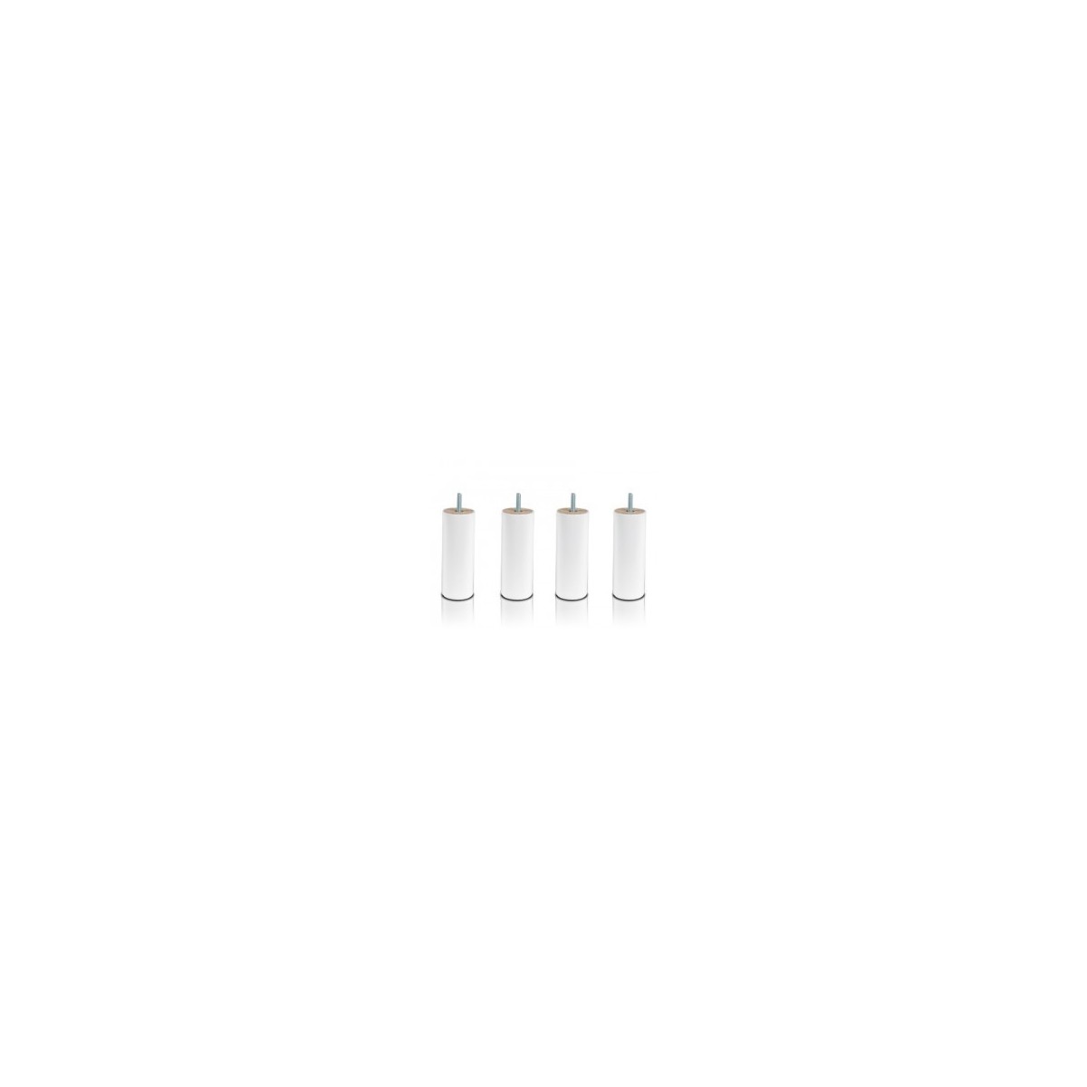 Jeu de 4 pieds Maherault cylindrique laqué blanc H 17 cm Jeu de 4 pieds Maherault cylindrique laqué blanc H 17 cm